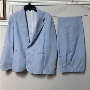 Children's Blue & White Seersucker Blazer and Pants Set